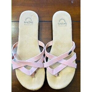 Sunjuns by G.H. Bass & Co. Sharon II Pink Suede Thong Sandals Size 8M